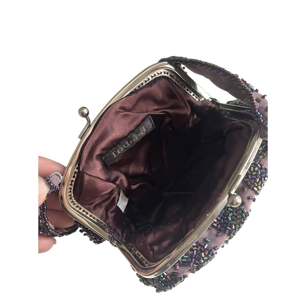 Vintage Style Beaded Satin Evening Kiss Lock Micro Mini Bag Purse Whimsigoth - Picture 4 of 8
